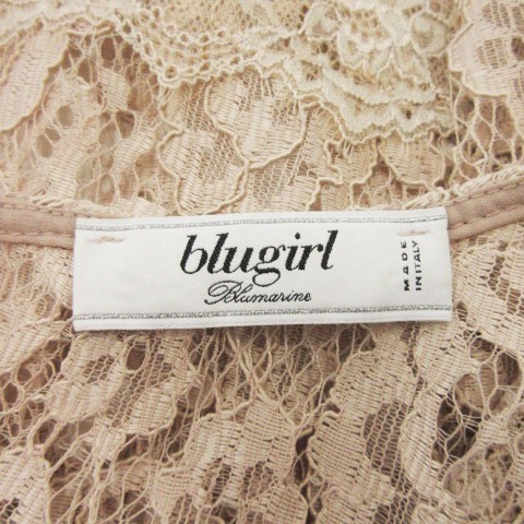 【中古】ブルーガール ブルマリン BLUGIRL BLUMARINE 総レースワンピース 半袖 フレアスリーブ 40 S ピンクベージュ 中古】ブルーガール ブルマリン BLUGIRL BLUMARINE 総レースワンピース
