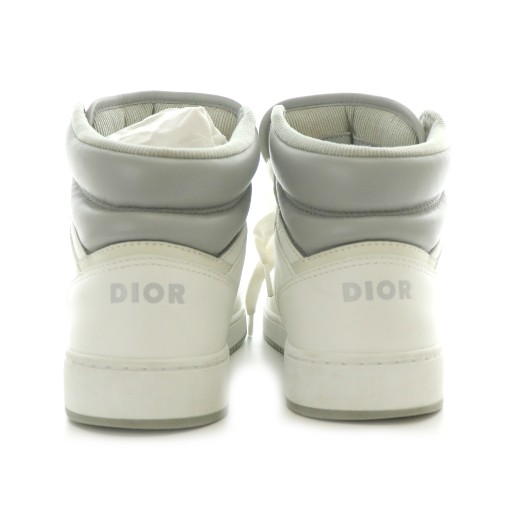 【中古】ディオール Dior B27 HIGH オブリーク スニーカー ハイカット トロッター レザー 35 25.5cm 白 グレー