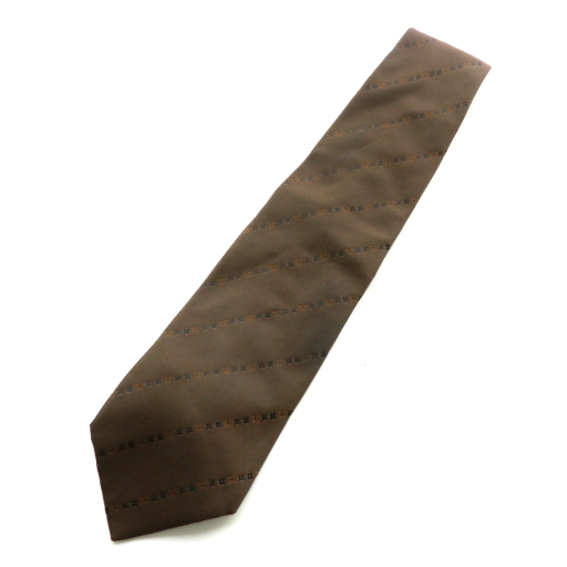 【中古】ルイヴィトン LOUIS VUITTON ネクタイ ワイドタイ モノグラム ストライプ  総柄 シルク 絹 イタリア製 茶
