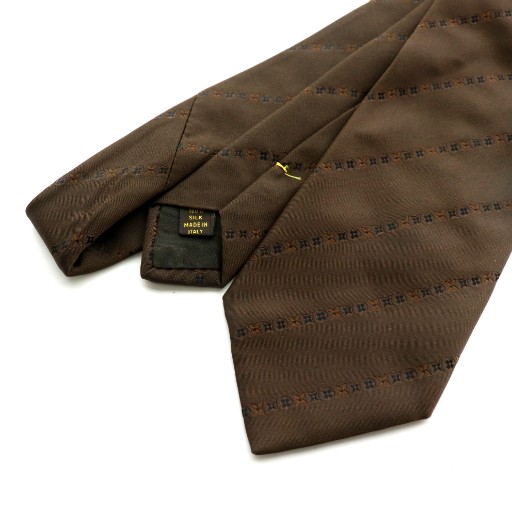 【中古】ルイヴィトン LOUIS VUITTON ネクタイ ワイドタイ モノグラム ストライプ  総柄 シルク 絹 イタリア製 茶 中古】ルイヴィトン LOUIS VUITTON ネクタイ ワイドタイ モノグラム