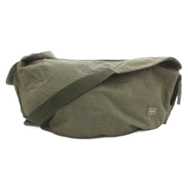 【中古】ヘッドポーター HEAD PORTER ショルダーバッグ 斜め掛け クロスボディ ロゴ ナイロン カーキ メンズ