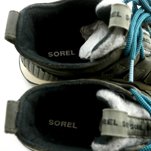 【中古】ソレル SOREL KINETIC CARIBOU  ALPHA TUNDRA スニーカー 防水 US7 24.0cm カーキ 灰 グレー 白