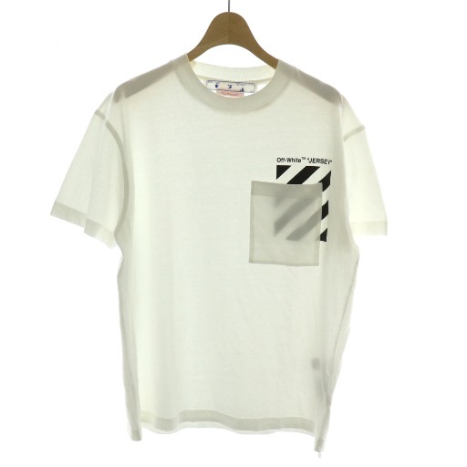 【中古】オフホワイト OFF WHITE Tシャツ カットソー 半袖 ロゴ S 白 ホワイト 黒 ブラック OWAA102C99JER001