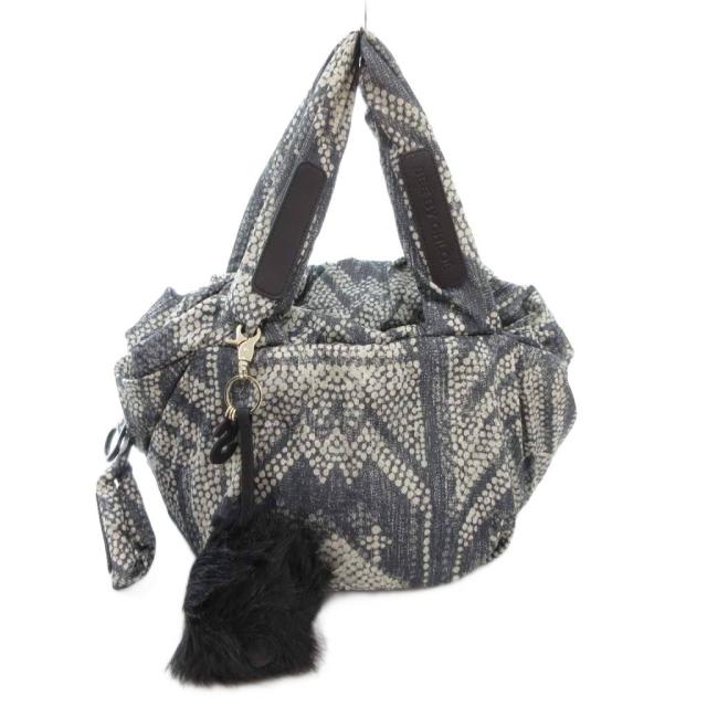【中古】シーバイクロエ SEE BY CHLOE ジョイライダー ハンドバッグ 総柄 ハリネズミ チャーム グレー レディース