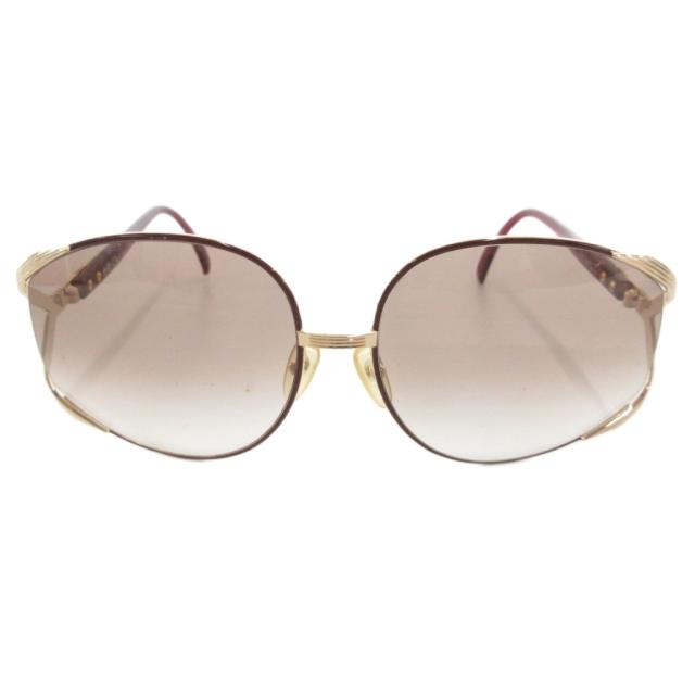 【中古】クリスチャンディオール Christian Dior サングラス メタルフレーム 63□17 赤 レッド 金色 ゴールドカラー