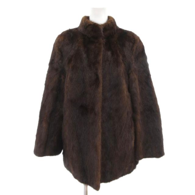 【中古】ランブルトン Rambulton ファーコート 毛皮 ミンクファー ミドル ハーフ丈 13 茶 ブラウン