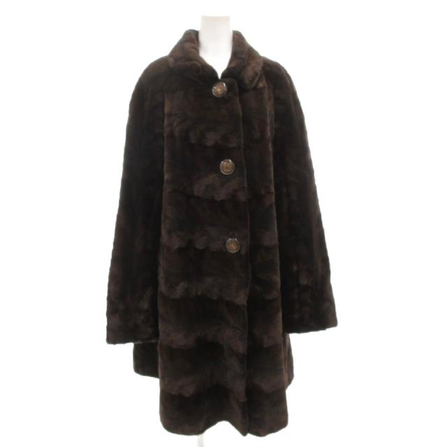 【中古】スグリスフランクフルト SGOURIDIS FRANKFURT シェアードミンクファーコート 毛皮 ロング ペイズリー柄 40
