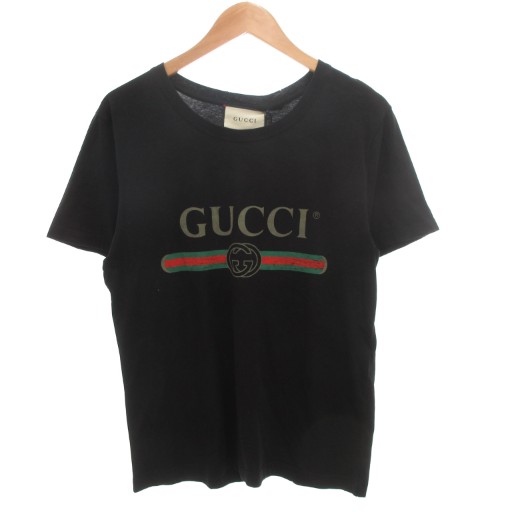 【中古】未使用品 グッチ GUCCI タグ付き GUCCI ロゴ ウォッシュドオーバーサイズ Tシャツ 半袖 シェリーライン XS