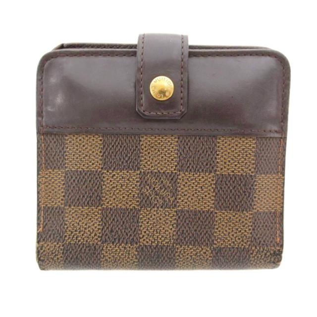 【中古】ルイヴィトン LOUIS VUITTON M61668 ダミエ コンパクト ジップ 二つ折り 財布 PVC 茶 ブラウン エベヌ