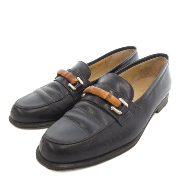 【中古】グッチ GUCCI バンブービット ローファー モカシン レザー 革 35.5 黒 ブラック /UO ■GY18 レディース
