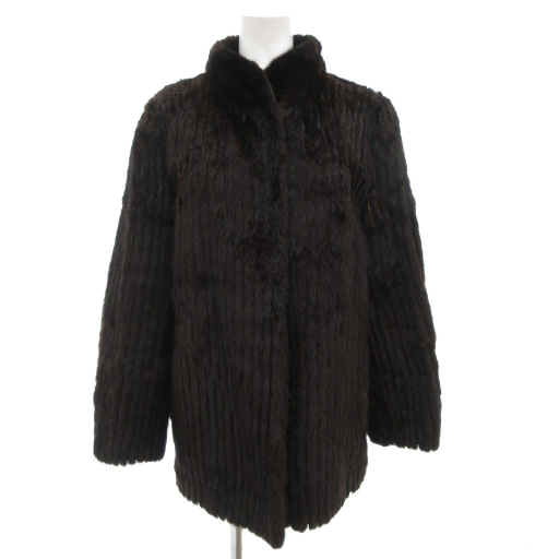 【中古】サガミンク SAGA MINK 銀サガ ハーフ丈 ファーコート ミンクファー 毛皮 9 黒 ブラック ■GY18 レディース