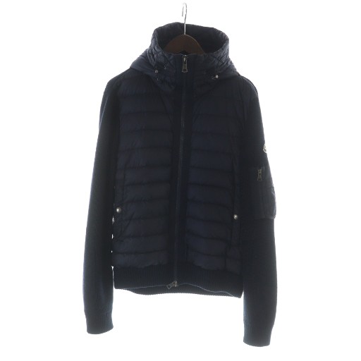 MONCLER モンクレール C20919402800 ニット切替 ダウンジャケット グレー系 M メンズ モンクレール 16年 ウール×ナイロン ダウンジャケット XL メンズ