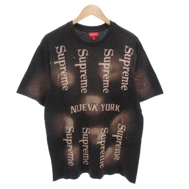 【中古】シュプリーム SUPREME 20SS ueva york S/S TOP Tシャツ カットソー クルーネック ロゴ 総柄 半袖 S 黒
