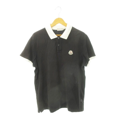 【中古】モンクレール MONCLER MAGLIA POLO MANICA CORTA ポロシャツ 半袖 バイカラー コットン ロゴワッペン XL 黒