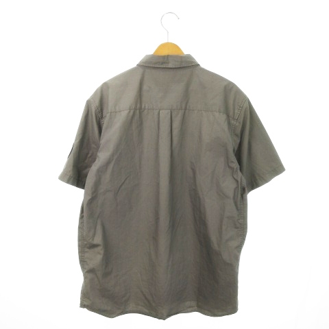 【中古】VISION STREET WEAR ワークシャツ 半袖 ロゴ ワッペン オーバーサイズ LL チャコールグレー_1