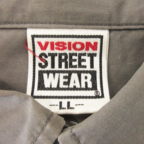 【中古】VISION STREET WEAR ワークシャツ 半袖 ロゴ ワッペン オーバーサイズ LL チャコールグレー_5