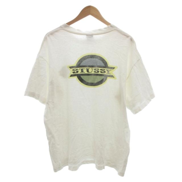 【中古】STUSSY オールドステューシー 黒タグ後期 80s ヴィンテージ Tシャツ 半袖 XL 白 ホワイト ロゴ プリント