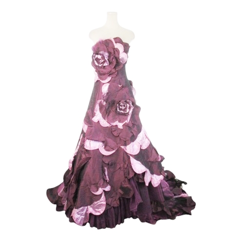 【中古】アントニーK Adoree by Antoine K カラードレス ウェディング シャンタン チュール フラワーモチーフ 紫