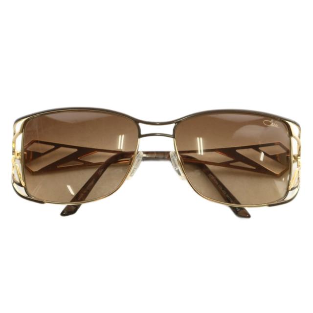 【中古】CAZAL 眼鏡 サングラス メタルフレーム グラデーション スクエア ロゴ 58□16-130 茶色 ゴールド色 9069