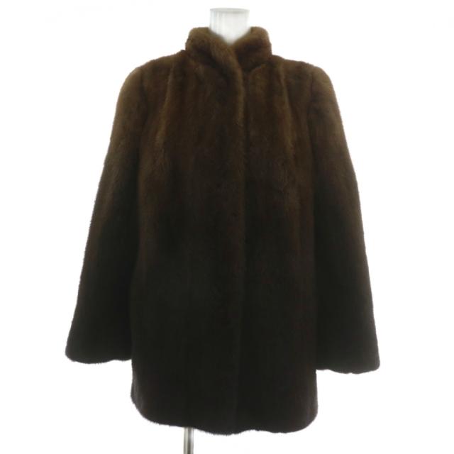 【中古】ノーブランド ファーコート アウター 毛皮 ミンク ミドル グラデーション 11 L 茶色 ブラウン