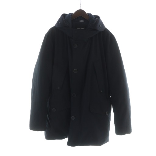 【中古】ジョルジオアルマーニ GIORGIO ARMANI ダウンジャケット グースダウン 長袖 ジップアップ フード ロゴ