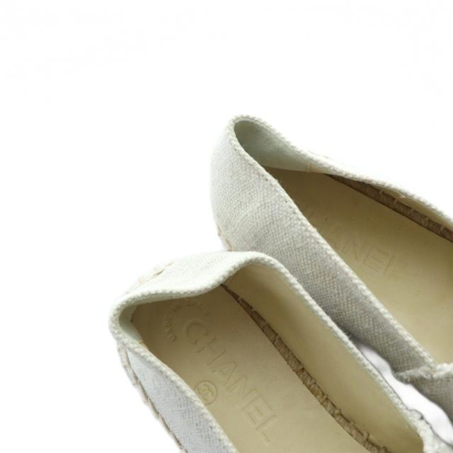 【中古】シャネル CHANEL スリッポン ココマーク キャンバス エスパドリーユ ロゴ 35 22.5cm 白 ホワイト