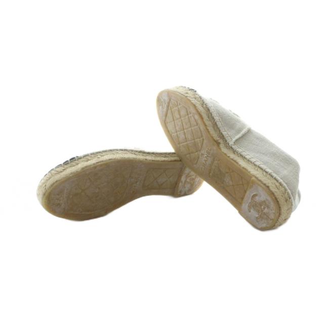 【中古】シャネル CHANEL スリッポン ココマーク キャンバス エスパドリーユ ロゴ 35 22.5cm 白 ホワイト