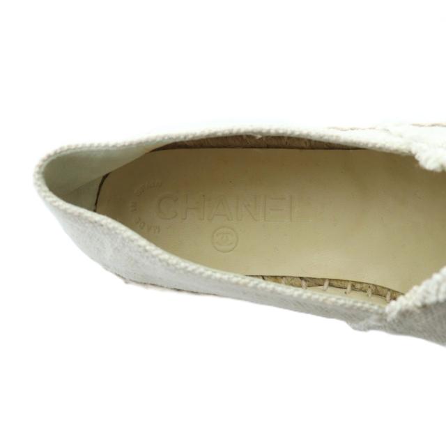 【中古】シャネル CHANEL スリッポン ココマーク キャンバス エスパドリーユ ロゴ 35 22.5cm 白 ホワイト