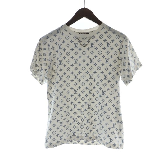 【中古】ルイヴィトン LOUIS VUITTON LVエスカル Tシャツ 半袖 チェーン ロゴ モノグラム ラウンドネック XS 白