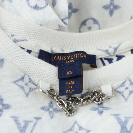 【中古】ルイヴィトン LOUIS VUITTON LVエスカル Tシャツ 半袖 チェーン ロゴ モノグラム ラウンドネック XS 白_3