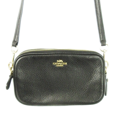 【中古】コーチ COACH ショルダーバッグ ポシェット レザー 革 ロゴ 2ルーム 黒 ブラック /CK22 ■GY18 レディース