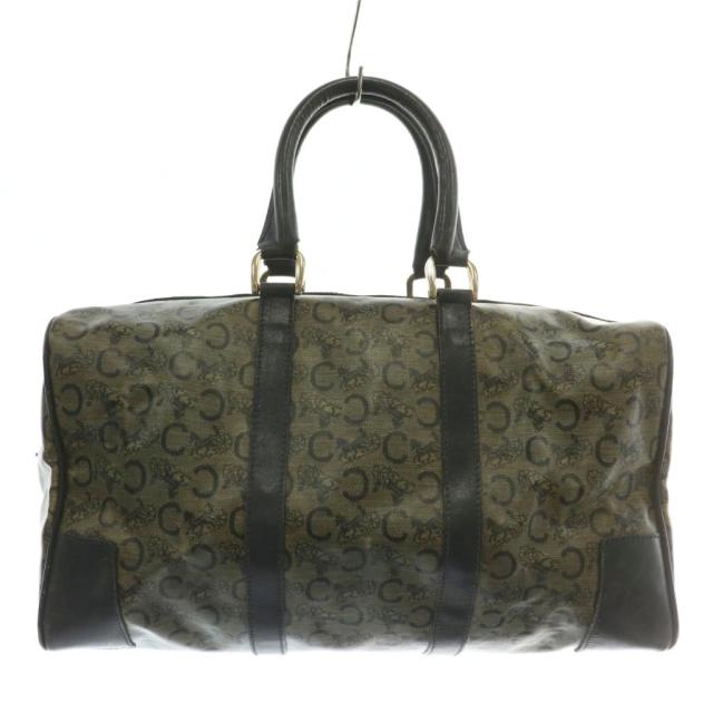 【中古】 CELINE オールドセリーヌ ヴィンテージ ボストンバッグ ハンド PVC レザー Cマカダム 総柄 カーキ 黒