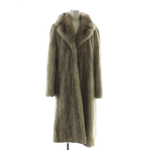 【中古】毛皮 サファイアミンクファー ロング コート 総裏地 ショールカラー グレー ■GY18 /MQ レディース