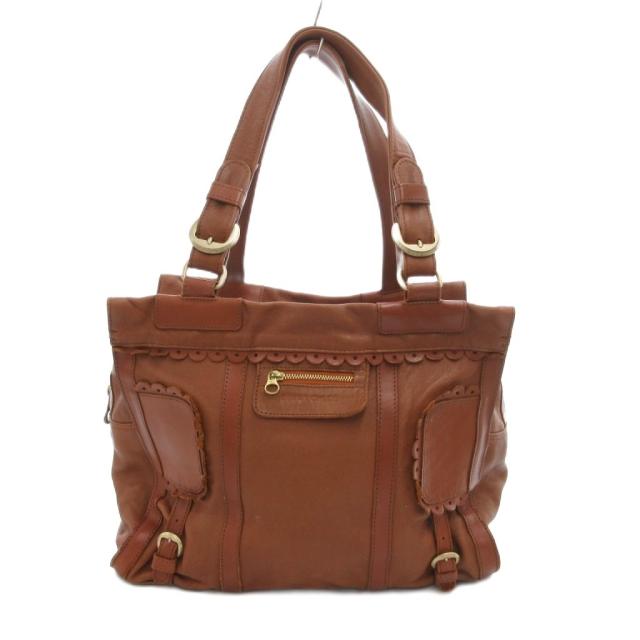 【中古】シーバイクロエ SEE BY CHLOE POYA ポヤ トートバッグ レザー ロゴ 茶 ブラウン /JS ■GY18 レディース