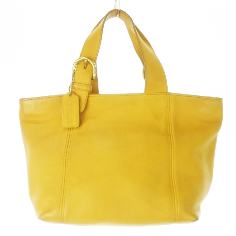 【中古】コーチ COACH オールドコーチ ヴィンテージ USA製 4133 ミニ トートバッグ ハンド バッグ レザー 黄 イエロー