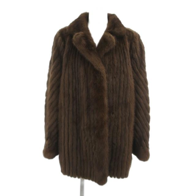 【中古】エンバ EMBA ファーコート 毛皮 ミンク ストライプ 茶 ブラウン /JS ■GY18 レディース