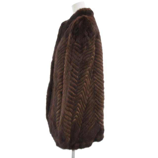 中古】ロティニー ROTINY ファーコート 毛皮 ミンク ストライプ 9 茶