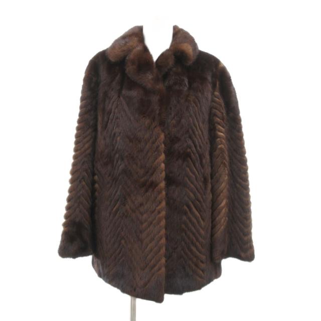 【中古】FUR GRISER ファーコート 毛皮 ミンク ミドル丈 茶 ブラウン /JS ■GY18 レディース