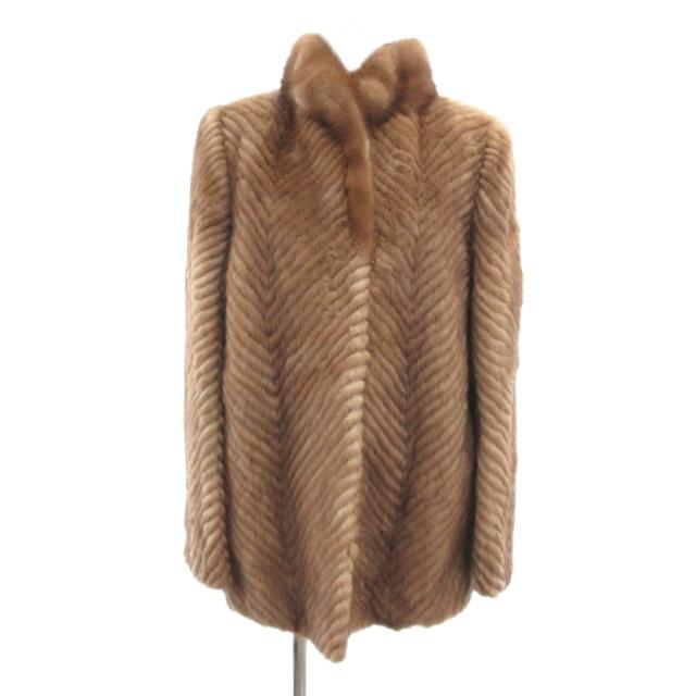 【中古】ジョセフィーヌ Josephine ファーコート 毛皮 ミンク ストライプ 9 茶 ブラウン /JS ■GY18 レディース