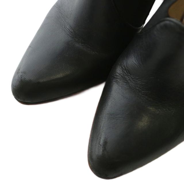 【中古】Christian louboutin ブーティ サイドゴア レザー ポインテッドトゥ ハイヒール 36.5 23.5cm 黒