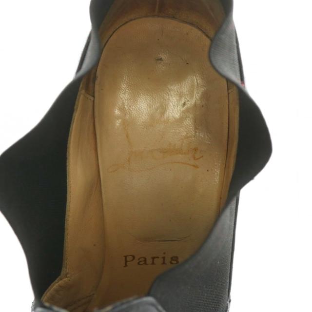 【中古】Christian louboutin ブーティ サイドゴア レザー ポインテッドトゥ ハイヒール 36.5 23.5cm 黒