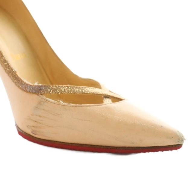 【中古】Christian louboutin パンプス レザー ポインテッドトゥ ピンヒール ラメ 36.5 23.5cm ピンク