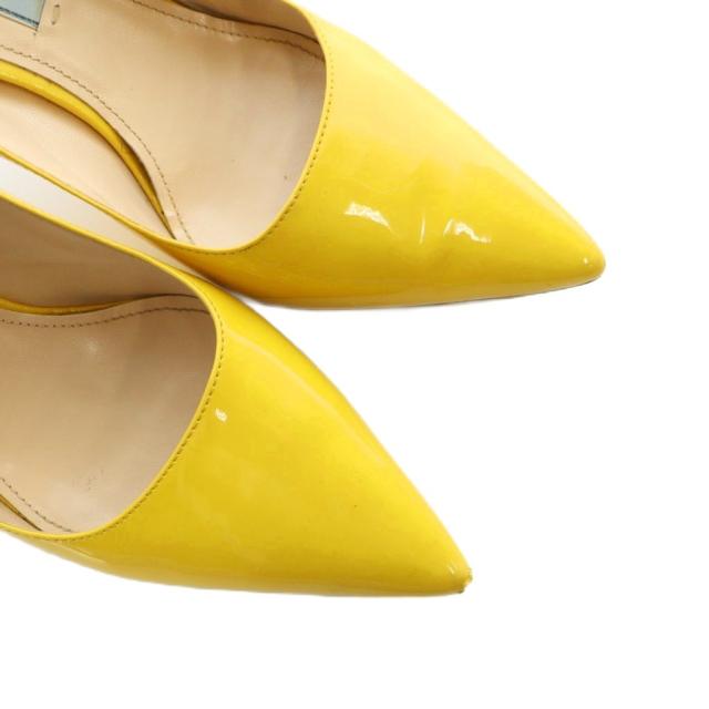 【中古】プラダ PRADA パンプス ハイヒール ロゴ ポインテッドトゥ エナメル 36.5 23.5cm 黄 イエロー