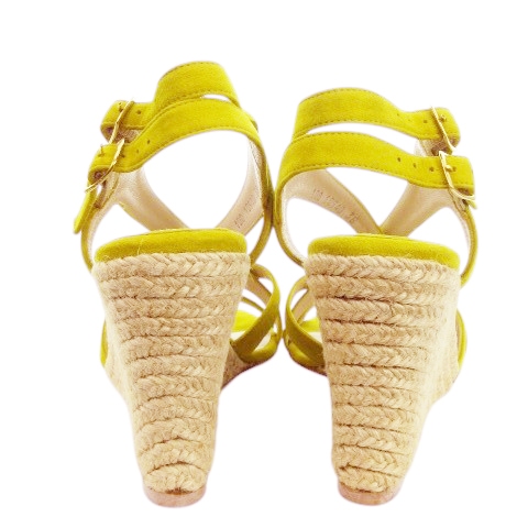 【中古】ペリーコ SUNNY GARDENIA ストラップサンダル ウェッジソール ハイヒール スエード やぎ革 38 24.5cm 黄