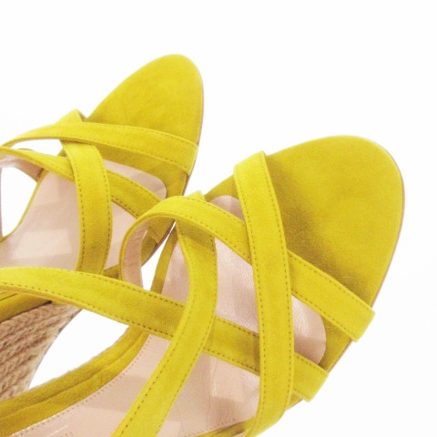 【中古】ペリーコ SUNNY GARDENIA ストラップサンダル ウェッジソール ハイヒール スエード やぎ革 38 24.5cm 黄