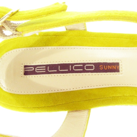 【中古】ペリーコ SUNNY GARDENIA ストラップサンダル ウェッジソール ハイヒール スエード やぎ革 38 24.5cm 黄