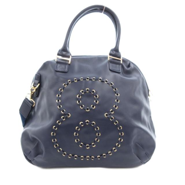 【中古】ムータ muta 8BAG トートバッグ ショルダー 2WAY レザー 皮革 紺 ネイビー /JS ■GY18 レディース