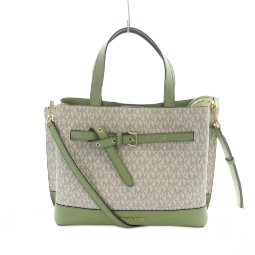 【中古】マイケルコース MICHAEL KORS エミリア トート ショルダー 2WYA ハンドバッグ レザー ロゴ 緑