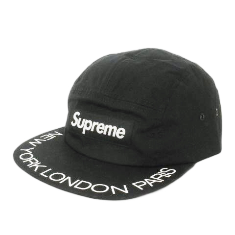 【中古】シュプリーム SUPREME 18SS Visor Print Camp Cap キャンプキャップ 帽子 コットン ボックスロゴ 黒 ブラック