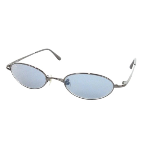 【中古】RAY BAN サングラス メタルフレーム オーバル ロゴ 49 19 130 ガンメタ ブルーカラーレンズ RB3150